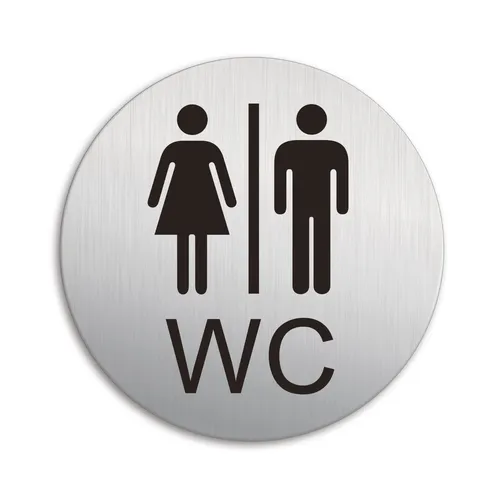 Türschild Schild WC Damen Herren Toiletten Ø 100 mm Aluminium selbstklebend