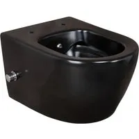 Hänge WC Spülrandlos Taharet Bidet Dusch-WC mit Kalt-/Warmwasserarmatur - Sanitäranlagen & Zubehör, ovales Design in elegantem Schwarz für eine moderne Badezimmergestaltung und optimale Hygiene.