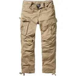 Brandit Columbia Mountain Vintage Cargo Hose in Sand, Größe L - Wanderhose aus 100% Baumwolle mit lässigem Schnitt und zahlreichen praktischen Taschen für Handy und Geldbörse. Ideal für Outdoor-Abenteuer und stylische Freizeitlooks.