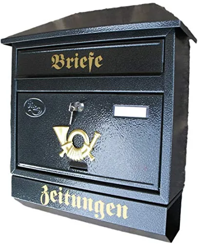 Großer Briefkasten XXL Anthrazit mit Zeitungsrolle - Wandbriefkasten aus Naturholz, pulverbeschichtet und lackiert, mit Sicherheitsschloss und doppelter Schutzverpackung für hohe Langlebigkeit.