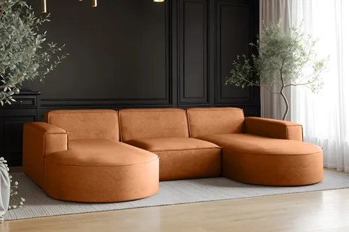 Kaiser Möbel Ecksofa Modena U-Form, Braun, 5-Sitzer - Elegantes Ecksofa für modernes Wohnen – mit beidseitiger Ottomane für flexible Platzierung, ergonomischer Polsterung aus hochwertigem HR-Schaum und strapazierfähigem Salvador-Velours. Ideal für Wohnzimmer und stilvolle Wohnlandschaften.