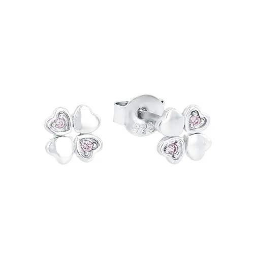 Amor 925 Sterling Silber Mädchen Kinder Schmuck, mit Zirkonia synth., Rosa, Kleeblatt, Kommt in Schmuck Geschenk Box