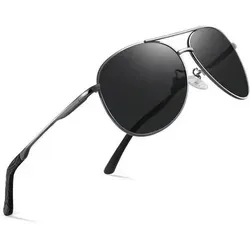 Sonnenbrille Polarisiert UV400 Metallrahmen A2 - Graues Gestell mit Schwarz - Erlebe den perfekten Schutz mit der Sonnenbrille Polarisiert UV400 Metallrahmen A2. Ideal für Outdoor-Aktivitäten, bietet sie blendfreies Sehen und höchsten Tragekomfort dank flexibler Bügel und anpassbaren Nasenpads.