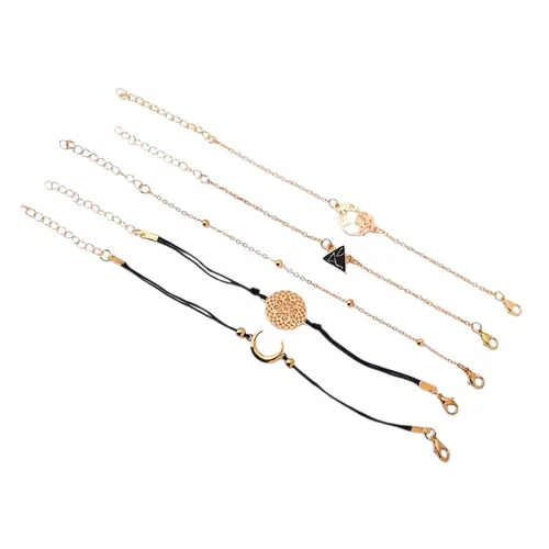 Armbandset Schwarz Gold Armschmuck Naturstein Metall Modern Damen Armband Set