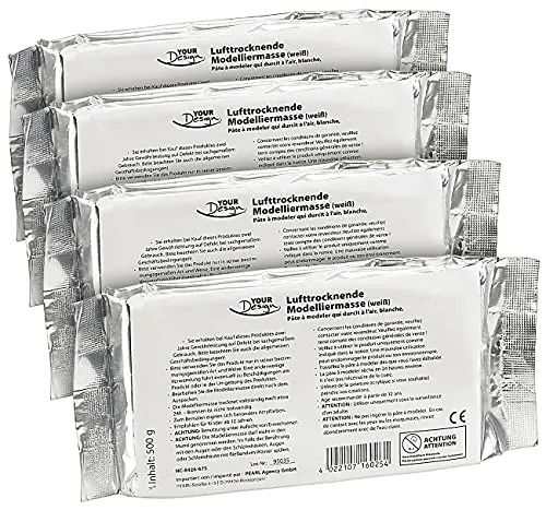 Your Design Lufttrocknende Knete: Lufttrocknende Modelliermasse, weiß, 2.000 g (Knetmasse, trocknende Modellier-Knete, Töpfe)