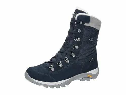 Brütting Fenella Damenschuhe Stiefel Gefüttert Blau - Wanderschuhe mit Comfortex-Klimamembran für trockene und warme Füße, ideal für winterliche Abenteuer. Schnürstiefel aus hochwertigem Veloursleder mit herausnehmbarer Ortholite Einlegesohle.