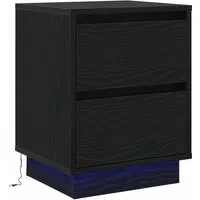 vidaXL Nachttisch mit LED Lichtern – Schwarz, 39x34,5x50 cm