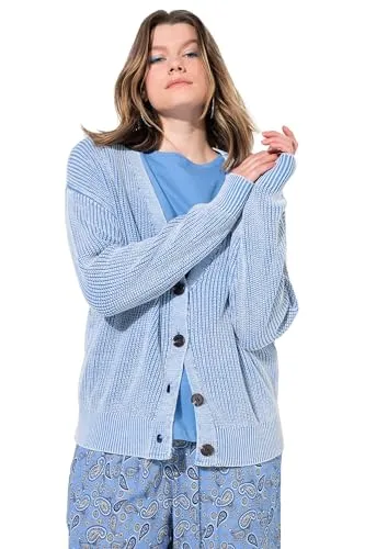 Studio Untold Damen große Größen Übergrößen Plus Size Strickjacke, Oversized, Strukturstrick azurblau 46+ 838655726-46+