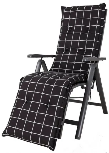 KETTtex Sesselauflage Relaxliege Milano 2398 anthrazit-grau kariert 170x49x6 cm KETTtex