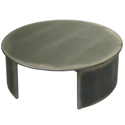 Couchtisch HWC-L74, runder Beistelltisch im Industrial-Stil, Ø80cm - Tische & Stehtische: Stabiler runder Couchtisch aus Tannenholz mit strukturierter Tischplatte, ideal für stilvolle Wohnzimmer im Industrial-Look.