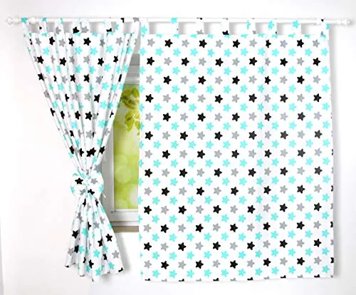 BABYLUX Kinderzimmer VORHANGE mit Schlaufen Kinder und Baby Gardinen 2x 120x160 cm (98. Sterne)
