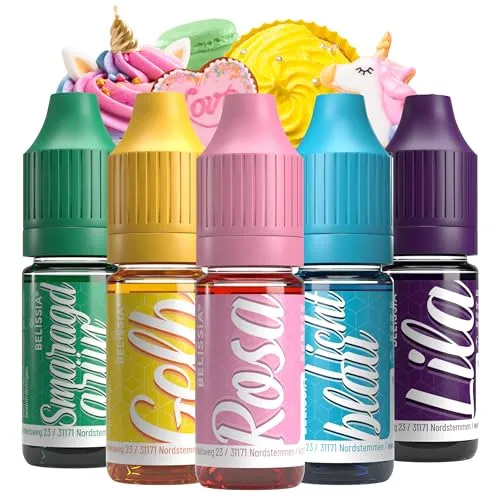 Belissia Lebensmittelfarbe Set Einhorn – 5x10ml flüssig & hochkonzentriert – Lebensmittelechte Speisefarbe zum Backen, Kochen, Fondant & DIY