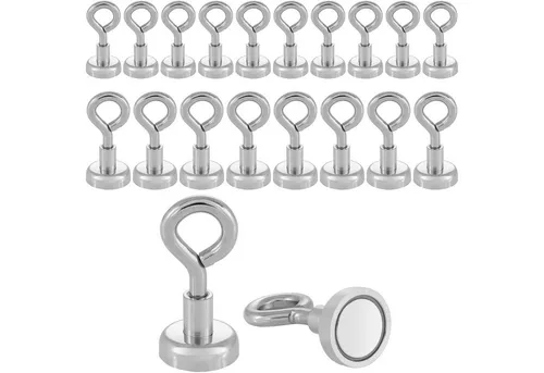 Poppstar Magnethalter Ösenmagnete Neodym, 20 Mini Magnetösen mit mittlerer Haftkraft