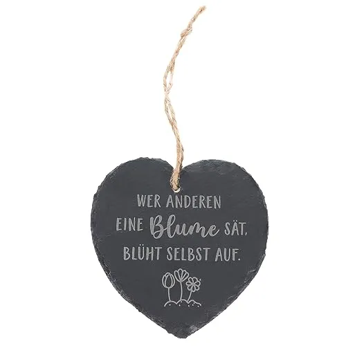 Spruchreif | Kleines Schieferherz mit Gravur | Schieferherz mit Spruch | Schiefertafel in Herzform mit Kordel zum Aufhängen | Wanddeko mit Sprüchen | Schiefer Türschild | Dekoherz | Lebensweisheiten
