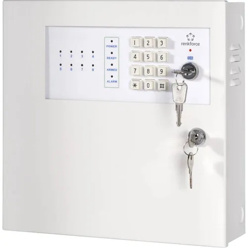 Renkforce MAC-608 - 8-Zonen Alarmzentrale, einfach zu bedienen mit übersichtlichen LED-Anzeigen und Schlüsselschalter-Deaktivierung