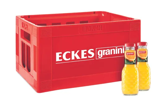 Granini Orangensaft 0,2l im Originalkiste - 24er Pack - Erfrischender Saft aus Fruchtsaftkonzentrat, ideal für den schnellen Genuss, ohne Allergene und mit langem Haltbarkeitsdatum bis 08.07.2025.