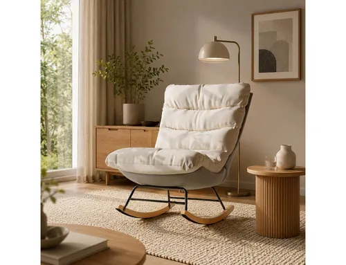 Simurq Schaukelstuhl Stillsessel Relaxsessel 5-fach verstellbar – Beige