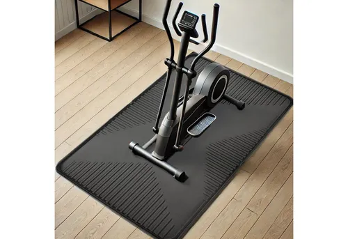 OMAC Bodenmatte Antirutsch Bodenschutzmatte 115x75cm Gummi - Vielseitige Gummi-Bodenmatte für Heimtrainer - Langlebig, rutschfest und mit erhöhten Rändern für zusätzlichen Schutz. Ideal für den Einsatz im Innen- und Außenbereich.