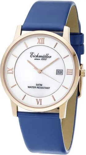 Eichmüller Leder Herrenuhr Blau mit Datumsanzeige und Ionenbeschichtung 5ATM