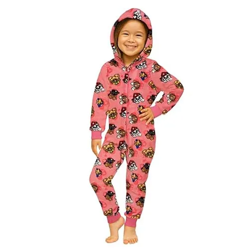 Paw Patrol Jumpsuit für Mädchen - Rosa, 98-104 - Schlafoveralls für Mädchen, gemütlicher Einteiler aus 100% Polyester Microfleece mit Kapuze, perfekt für Abenteuer und kuschelige Nächte.