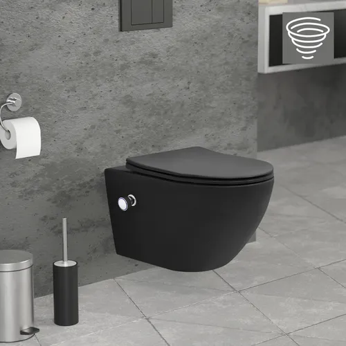 Produktbild LuxeBath Wand WC Spülrandlos mit Bidet-Funktion, Schwarz matt