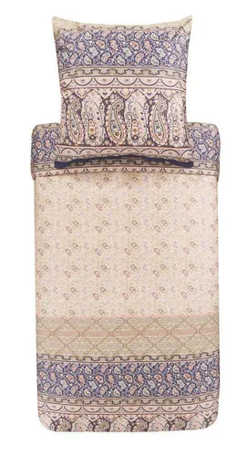 Bassetti Mako Satin Bettwäsche Imperia 41 Beige 155x220 cm - Zweiteilige Bettwäschegarnitur aus 100% Baumwolle, pflegeleicht und trocknergeeignet, im eleganten Paisley-Muster für ein mediterranes Schlafzimmerambiente.