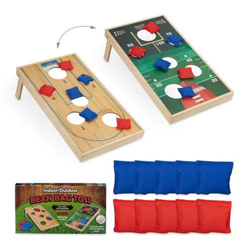 Cornhole Sackloch Spiel - Mehrfarbig mit 10 Säckchen - Spiele - Ideal für Gartenpartys und Freizeitaktivitäten, inklusive 10 farbenfrohen Säckchen für unvergesslichen Spielspaß!