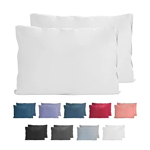Komfortec 100% Baumwolle Kissenbezüge 2er Set - Superweicher Premium Jersey Kopfkissenbezug 150 g/m² - Kissenhülle - Weiß - 40 x 60 cm