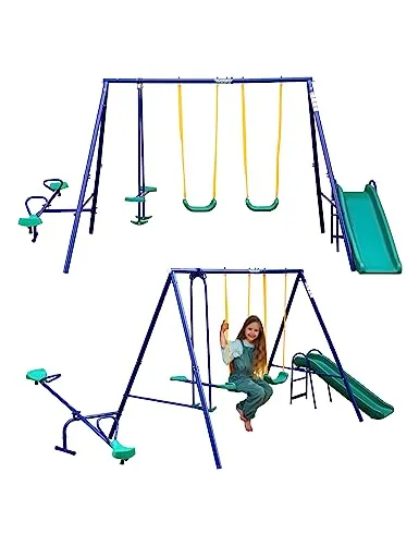 MUWO Kinder Spielgerüst mit Schaukeln und Rutsche von MUWO