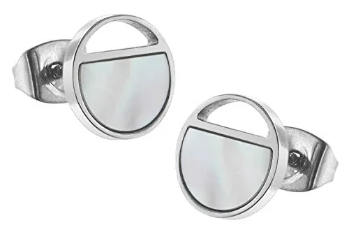 Boccia Ohrstecker aus Reintitan mit Echt-Perlmutt von Boccia Titanium