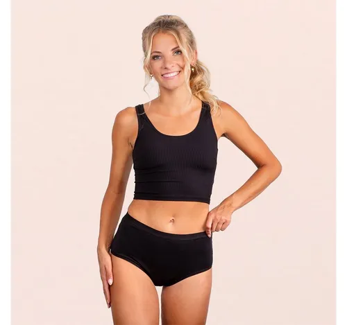 Taynie Periodenunterwäsche - Comfort Ultra Highwaist Slip - Der Taynie Comfort Ultra Highwaist Slip bietet zuverlässigen Schutz und Komfort während starker Tage. Mit innovativer Saugtechnologie ersetzt er bis zu 6 Tampons. Nachhaltig, atmungsaktiv und aus Bio-Baumwolle gefertigt.