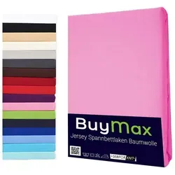 Buymax Spannbettlaken StyleHeim Jersey aus 100% Baumwolle, Jersey, Gummizug: Rundumgummi, Pflegeleicht und Atmungsaktiv in Verschiedenen Farben und Größen rosa 120 cm x 200 cm