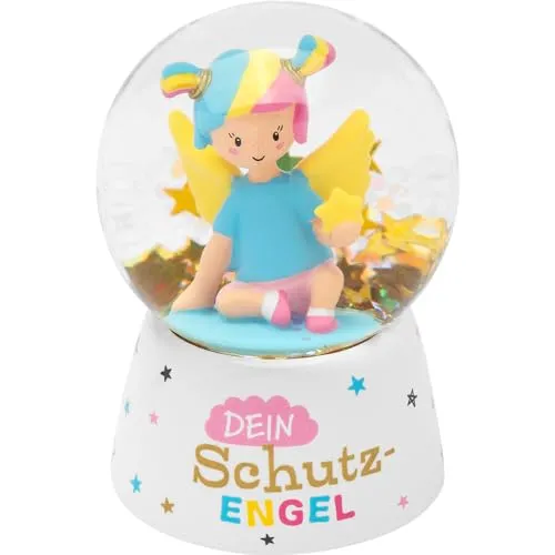 Gruss & CO Traumkugel mit Motiv Engel | Schneekugel mit Glitter, Höhe 6,5 cm | Geschenk für Kinder, Weihnachten, Silvester | 70250