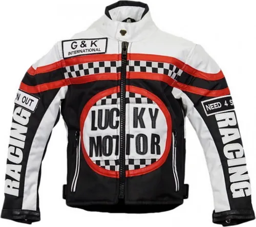 Kinder Motorradjacke Racing Winddicht mit Patch (L, Weiß) in weiß von MDM