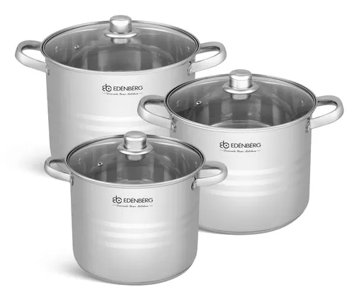 Modernes 6-teiliges Topfset, Edelstahl, Geschenk, gesundes Kochen, EDENBERG