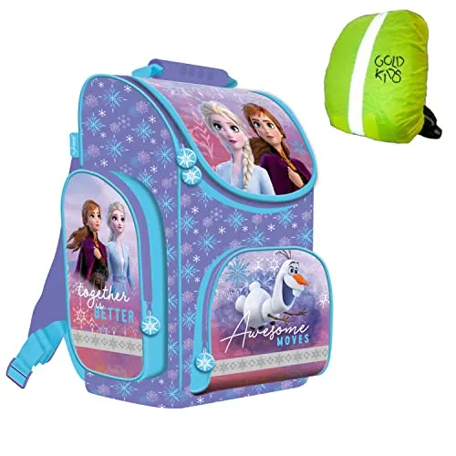 Kinderrucksack Marvel Frozen Eiskönigin - Ergonomischer Schulrucksack für die Grundschule mit tollem Katzenmotiv, inklusive Regenschutz. Leicht, stabil und mit reflektierenden Elementen für Sicherheit.