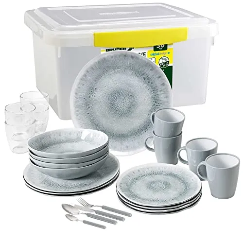 BRUNNER Camping Geschirrset PEARL (36-tlg) in blau von Brunner
