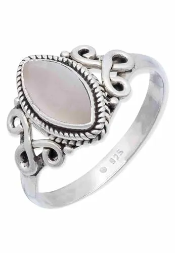 mantraroma Ring Silber Damen Rosenquarz Edelstein rosa ausgefallen verspielt
