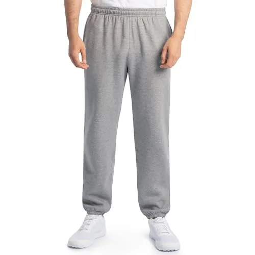 Fruit of The Loom Herren Eversoft Sweathose aus Fleece, Taschen, Entspannte Passform, Feuchtigkeitstransport, Atmungsaktiv Trainingshose, Elastische Unterseite – Grau meliert, 3XL