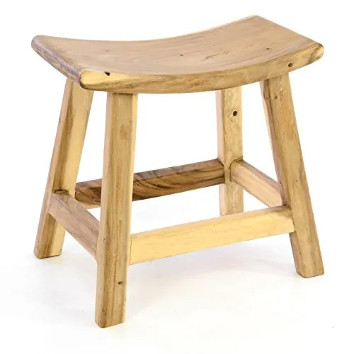 Divero Sitzhocker Lagos aus Suar Holz, unbehandelt - Reine Handarbeit – Farbe: Natur-Braun