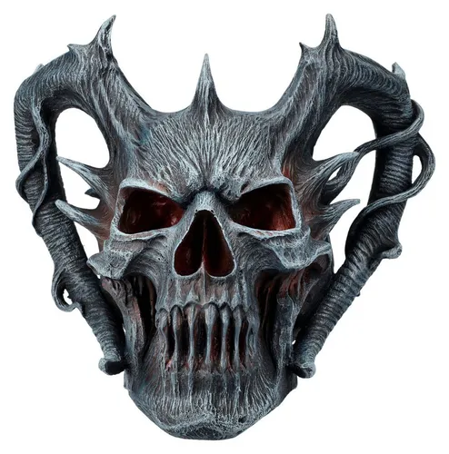 Figuren Shop GmbH Dekofigur Totenkopf Figur mit Hörnern - Death Embers - Spiral Gothic Dekoration