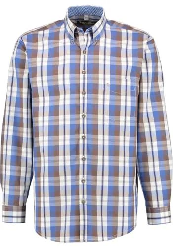 TOM COLLINS Herren Hemd Langarm Freizeithemd mit Button-Down Kragen Izuda, Größe:43/44, Farbe:Jeans