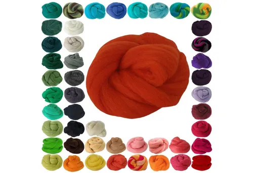 maDDma 25g Filzwolle / Märchenwolle, Nass- u. Trockenfilzen, Farbwahl Bastelgarn, orangerot