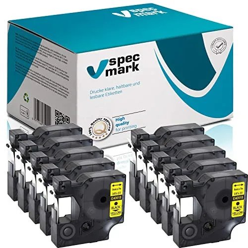 specmark 40918 S0720730 Schriftband 9 mm x 7m Satz x 10 St. Schwarz auf Gelb