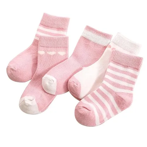 axy Kinder Socken 5 Paar Multipack Jungen Mädchen Kindersocken Kleinkinder Kids Strümpfe (31-34, 5er - Pink)
