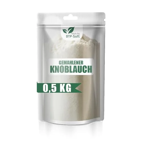 Premium Gemahlener Knoblauch | Knoblauchpulver 100% Natürlich | Ohne Zusätze | Ideal für Kochen, Backen und Marinieren | Hochwertige Gewürze (500g)
