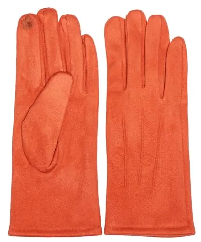 Caspar GLV014 klassisch elegante uni Damen Handschuhe mit 3 Nähten, Farbe:orange, Accessoires:One Size