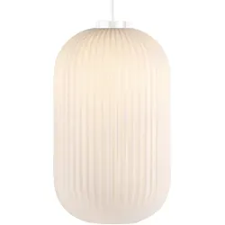 Nordlux Milford 20 Pendelleuchte E27 in Weiß - Elegantes Design - Lampen: Stilvolle Pendelleuchte mit mundgeblasenem Glas, das für ein weiches Licht sorgt und durch seine individuelle Handfertigung einzigartig ist.