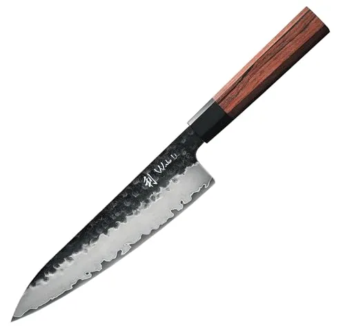 Wakoli Kensei Serie I Chefmesser I 21,5 cm Klinge aus 3-lagigem Verbundstahl I Griff aus Redwood und Büffelhorn I Präzise, scharf, langlebig, ergonomisch, Geschenkbox
