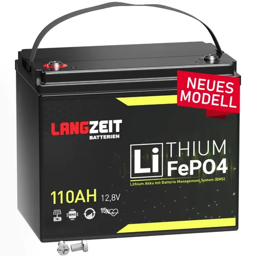 Langzeit LiFePO4 110Ah 12V Batterie für Wohnmobile und Solar